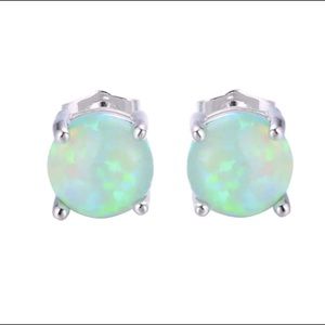 ♨️ Sterling Silver Fire Opal Stud Earrings